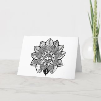 Lotus Flower Mandala blank greeting card