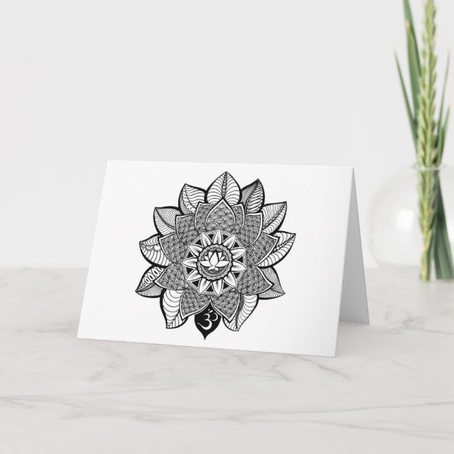 Lotus Flower Mandala blank greeting card (Front)