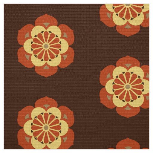 Lotus Flower Mandala, Brown, Rust and Yellow Fabric