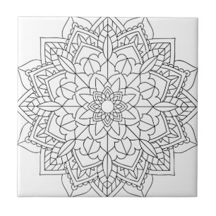 Lotus Flower Mandala Ceramic Tile