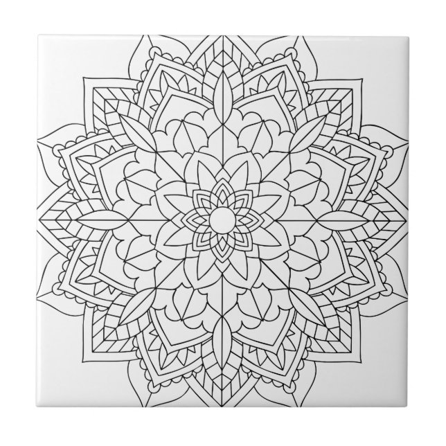 Lotus Flower Mandala Ceramic Tile (Front)
