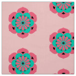 Lotus Flower Mandala, Coral Pink and Turquoise Fabric