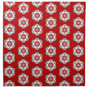 Lotus Flower Mandala, Dark Red, Gray and White  Cl Cloth Napkin