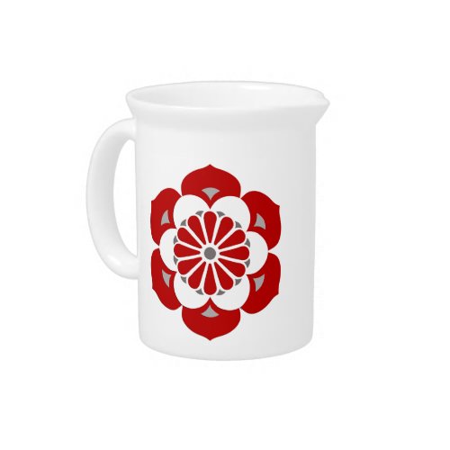 Lotus Flower Mandala Dark Red Gray and White Pitcher