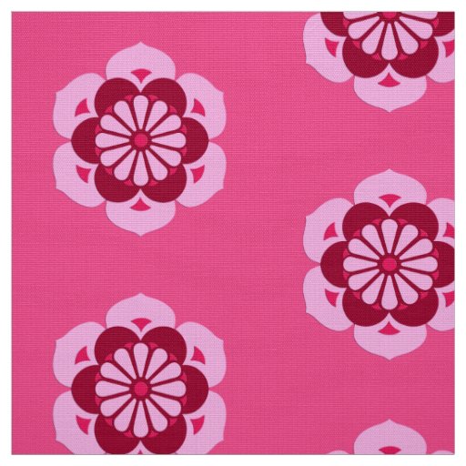 Lotus Flower Mandala, Fuchsia Pink and Burgundy Fabric