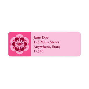 Lotus Flower Mandala, Fuchsia Pink and Burgundy Label