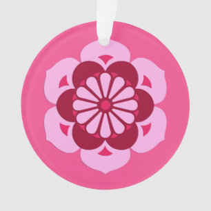 Lotus Flower Mandala, Fuchsia Pink and Burgundy Ornament