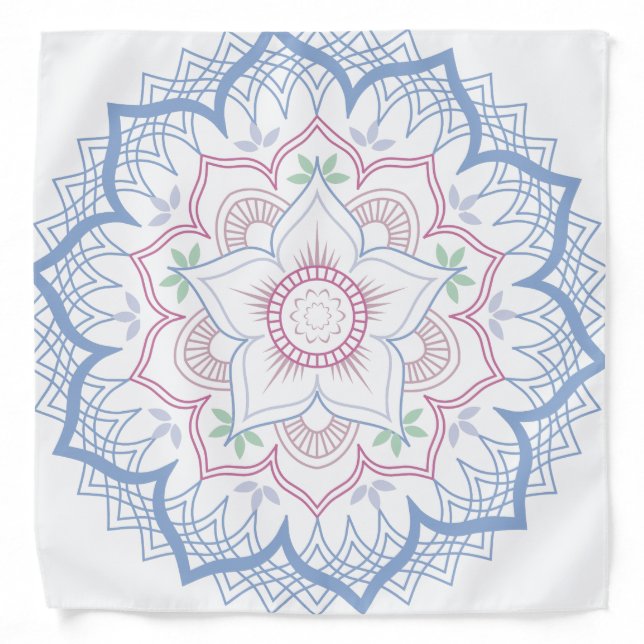 Lotus flower mandala in soft pastel colors bandana (Front)