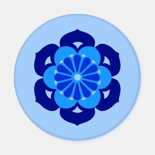 Lotus Flower Mandala Indigo and Light Blue  Coaster Set