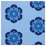 Lotus Flower Mandala, Indigo and Light Blue Fabric