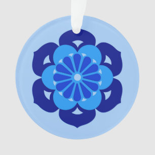 Lotus Flower Mandala, Indigo and Light Blue Ornament
