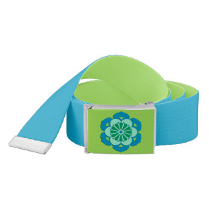 Lotus Flower Mandala, Lime Green and Light Blue Belt