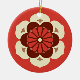 Lotus Flower Mandala, Mandarin Orange Ceramic Ornament