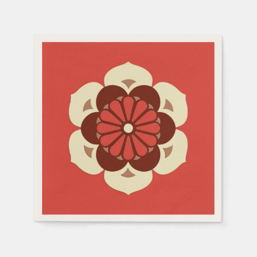 Lotus Flower Mandala Mandarin Orange Napkins