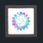 *~* Lotus FLower Mandala  OM AUM Symbol Watercolor Gift Box<br><div class="desc">* An OM AUM Symbol Lotus Watercolor Mandala on a white background gift box. The mandala colors are turquoise, purples blues and pinks.* Note: You can easily customize by adding text. Here for you is a strikingly beautiful new age metaphysically spiritually inclined eye-catching design likely to inspire meditation and calm...</div>