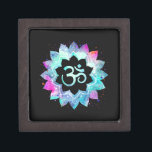*~* Lotus FLower Mandala  OM AUM Symbol Watercolor Gift Box<br><div class="desc">* An OM AUM Symbol Lotus Watercolor Mandala on a black background gift box.* Note: You can easily customize by adding text. Here for you is a strikingly beautiful new age metaphysically spiritually inclined eye-catching design likely to inspire meditation and calm contemplation. It can make a perfect gift for friends...</div>