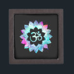 *~* Lotus FLower Mandala  OM AUM Symbol Watercolor Gift Box<br><div class="desc">* An OM AUM Symbol Lotus Watercolor Mandala on a black background gift box.* Note: You can easily customize by adding text. Here for you is a strikingly beautiful new age metaphysically spiritually inclined eye-catching design likely to inspire meditation and calm contemplation. It can make a perfect gift for friends...</div>