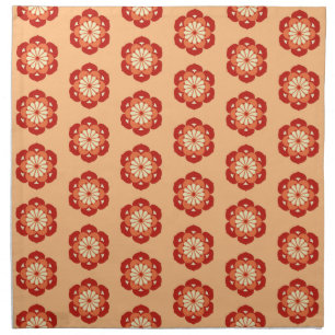 Lotus Flower Mandala, Pastel and Mandarin Orange Cloth Napkin
