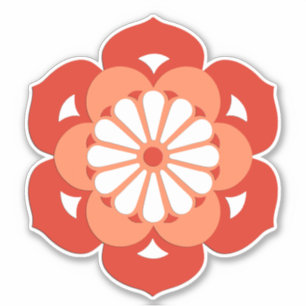 Lotus Flower Mandala, Pastel and Mandarin Orange Sticker