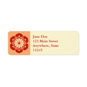 Lotus Flower Mandala, Pastel Orange and Mandarin Label