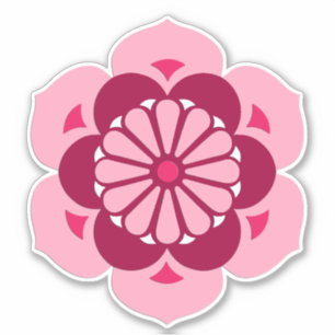 Lotus Flower Mandala, Pink, Fuchsia and Burgundy Sticker