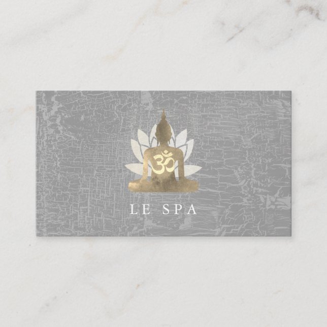 Lotus Flower / Marbled Gray | Yoga Business Card (Front)