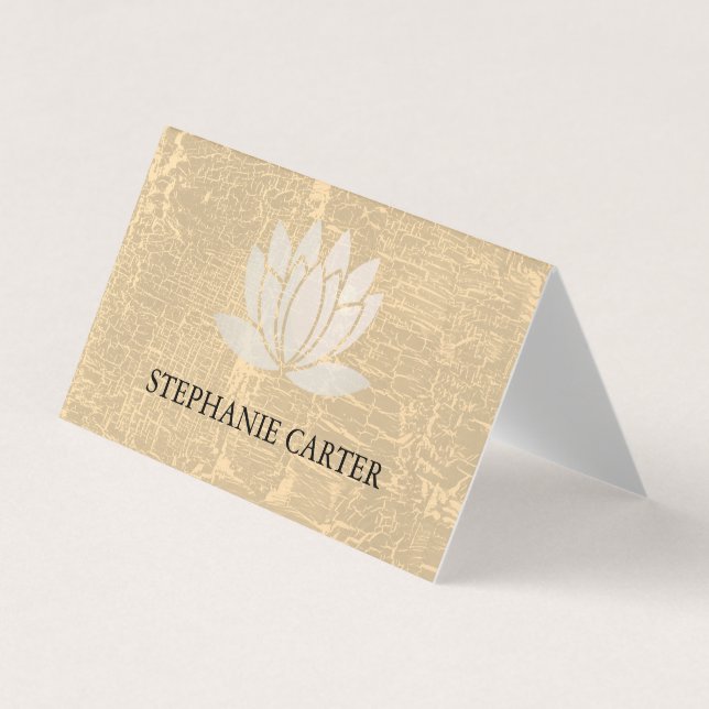 Lotus Flower Marbled Texture Business Card (Front)