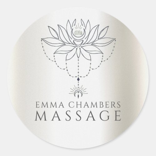 Lotus Flower Massage Therapist Pearlescent  Classic Round Sticker