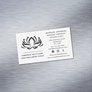 Lotus Flower Massage Therapy Holistic Social Media Business Card Magnet
