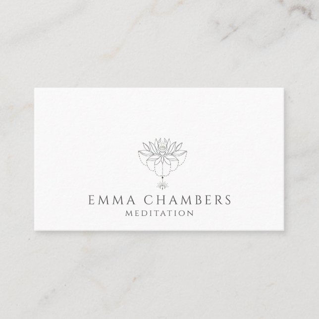 Lotus Flower Meditation Teacher  Business Card (Front)