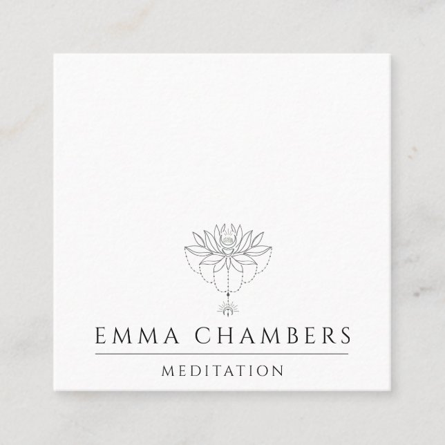 Lotus Flower Meditation Teacher  Square Business Card (Front)