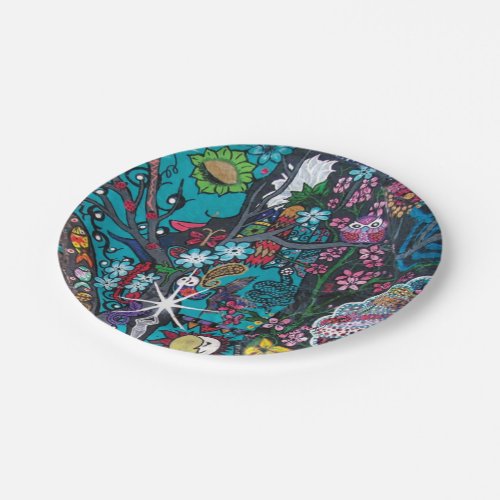 Lotus flower metaphysical colorful Collage symbols Paper Plates