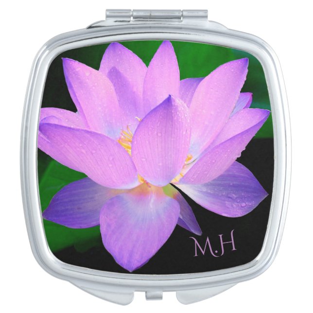 Lotus Flower Monogram Compact Mirror (Front)