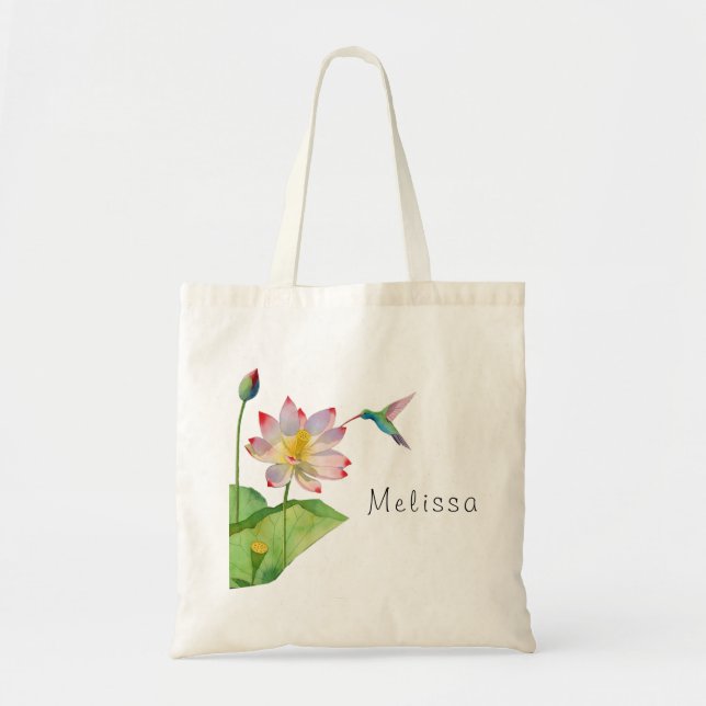 Lotus Flower Monogram Tote Bag (Front)