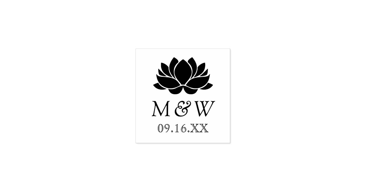 Lotus Flower Monogram Wedding Rubber Stamp | Zazzle