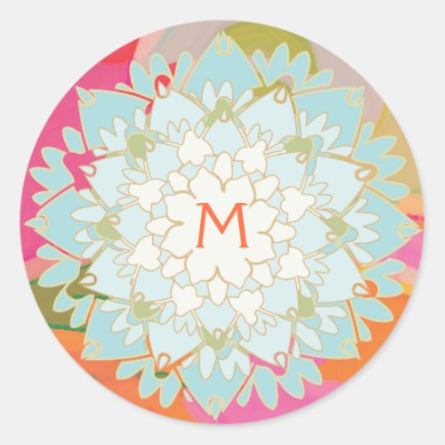 Lotus Flower Monogrammed Sticker