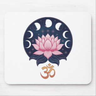 Lotus Flower Moon Phases Zen Yoga Lover Spiritual Mouse Pad