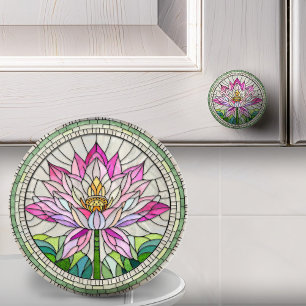 Lotus Flower Mosaic Art Ceramic Knob