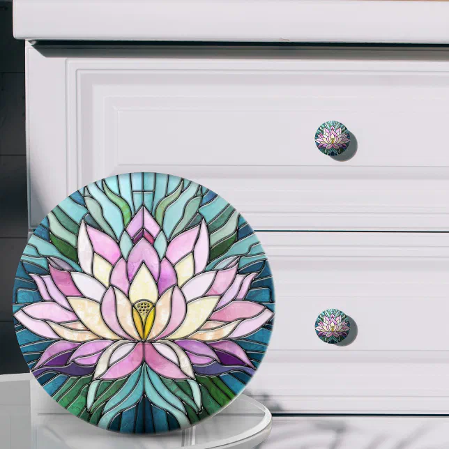 Lotus Flower Mosaic Art Ceramic Knob | Zazzle