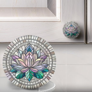 Lotus Flower Mosaic Art Ceramic Knob
