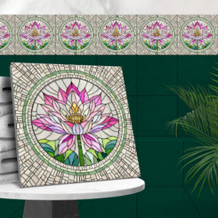 Lotus Flower Mosaic Art Ceramic Tile