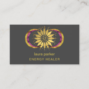 Lotus Flower Mystic Moon Crescent Reiki Healer Business Card