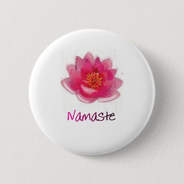 Lotus Flower "Namaste" Yoga Gifts Button (Front)