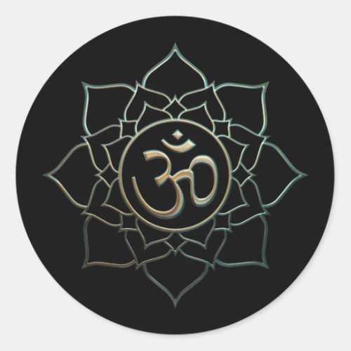 Lotus Flower Om Classic Round Sticker