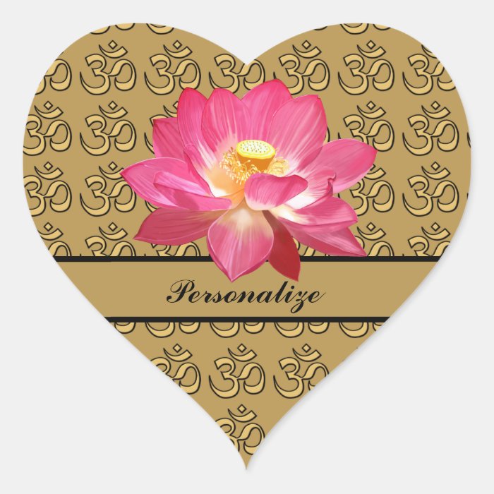 Lotus Flower OM Gold Heart Sticker