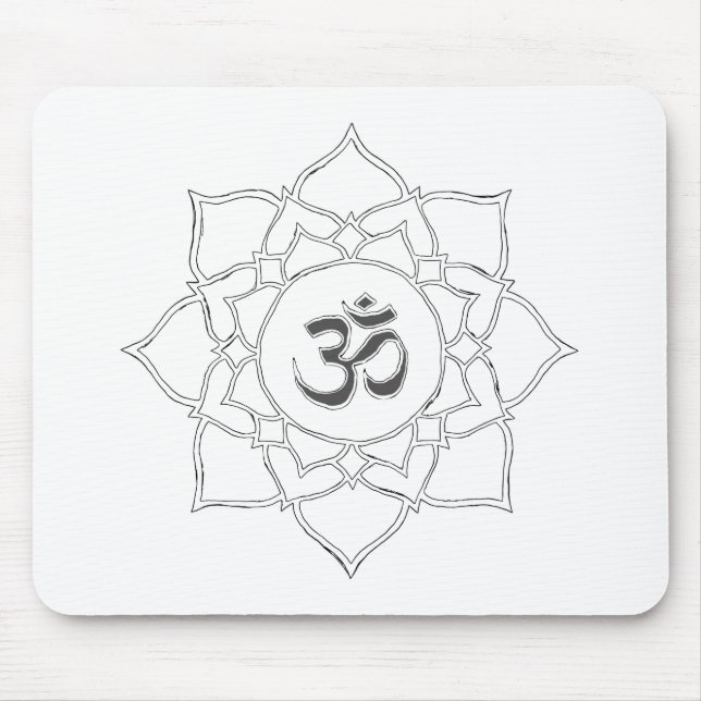Lotus Flower Om Symbol Drawing Mouse Pad (Front)