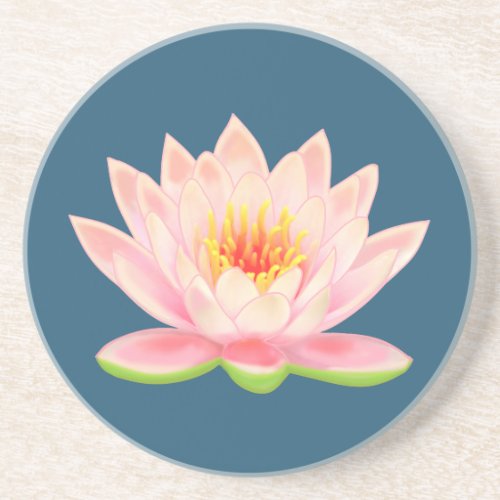Lotus Flower on Blue Coaster