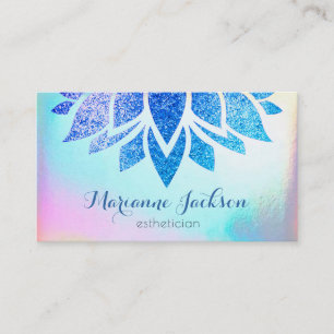 lotus flower on FAUX iridescent texture Business Card