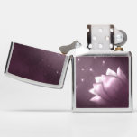 Lotus flower on purple background zippo lighter