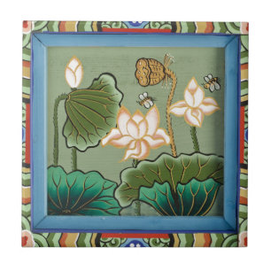 Lotus Flower Oriental Mural Ceramics Ceramic Tile